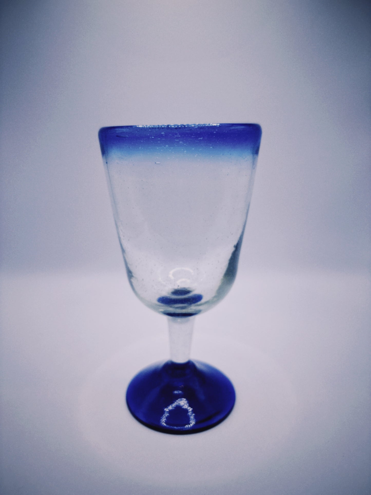 Blue Blown Glass Wine Glass