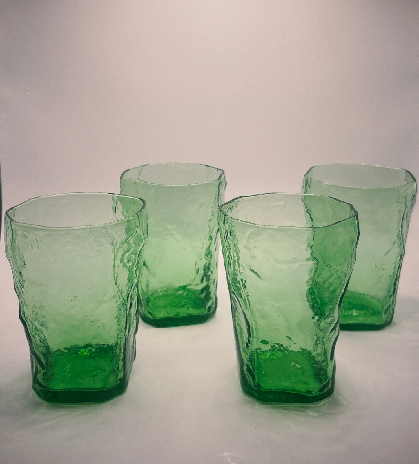 Emerald Green Crinkle Juice Glasses (set of 4)