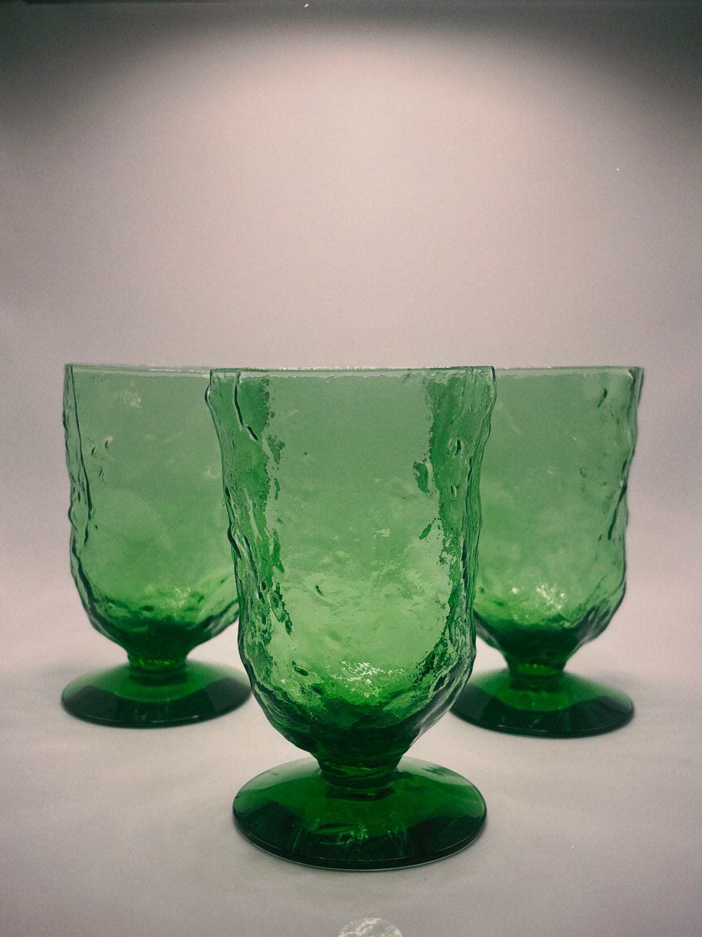 Emerald Green Crinkle Wine Glasses (set of 3)