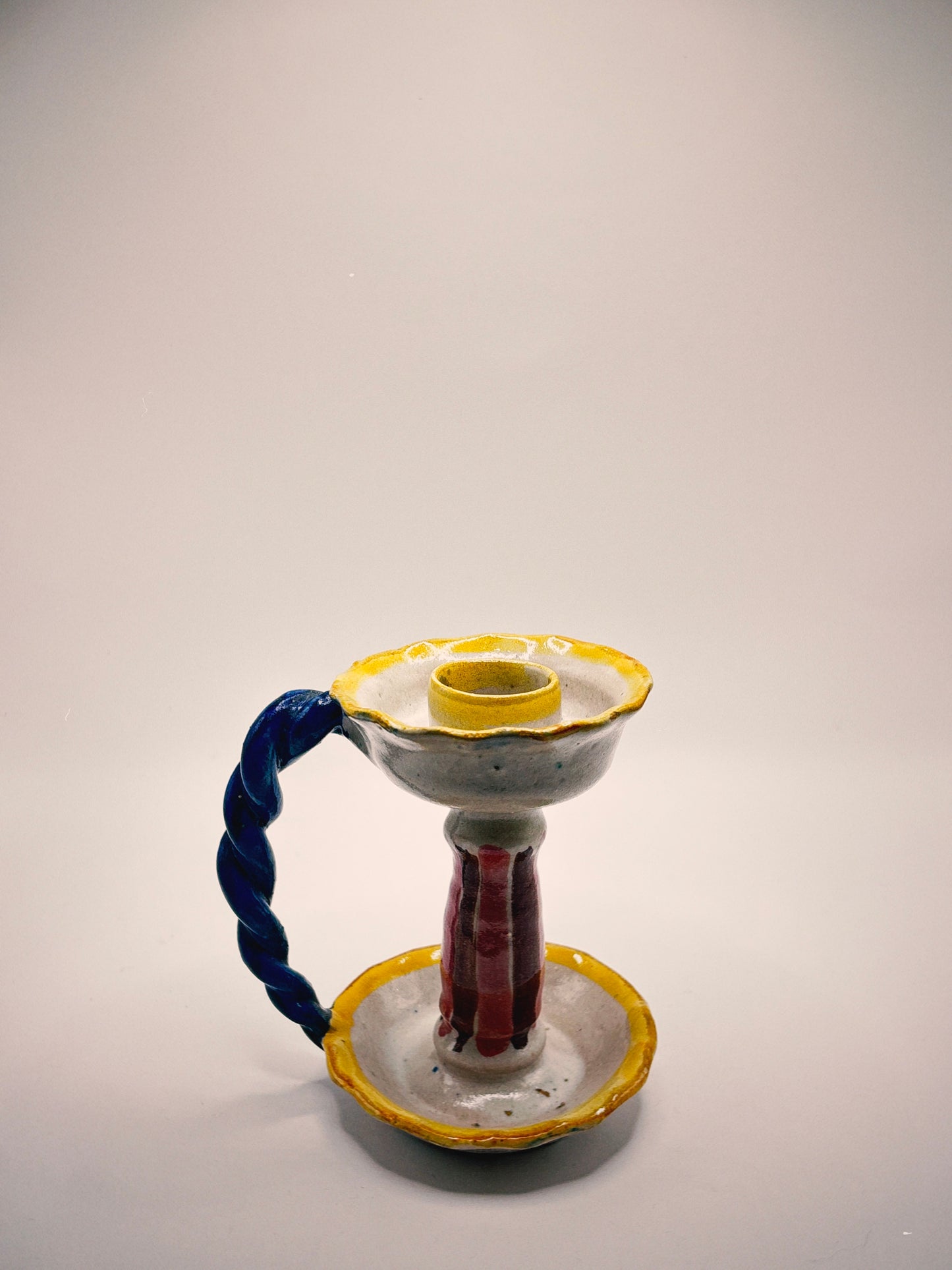 Ceramic Candle Holder with Spiral Handle