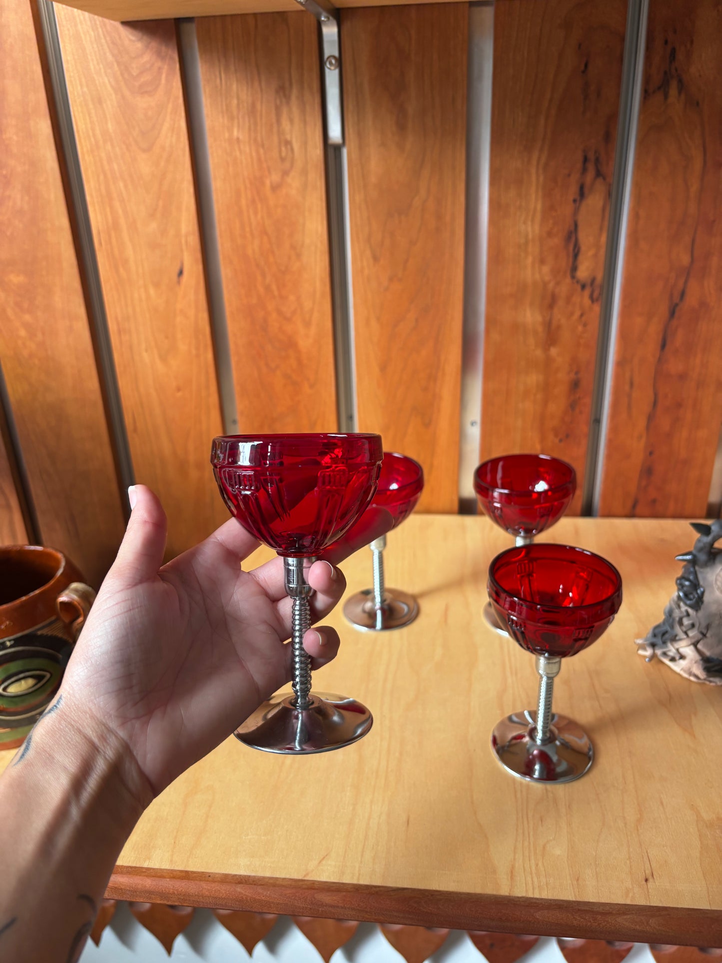 Red ScrewIn Cocktail Glasses (set of 4)