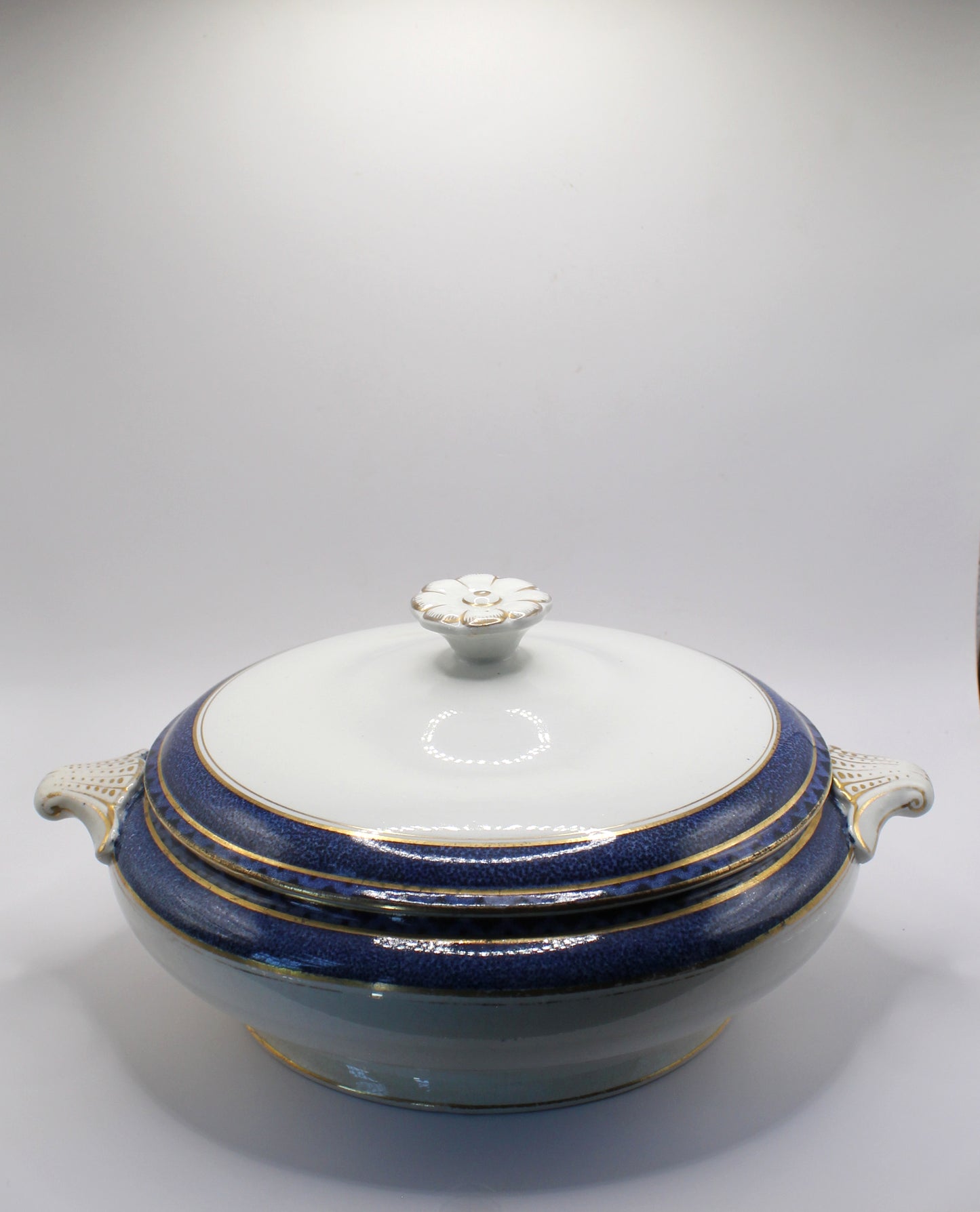 Blue and White Porcelain Dish with Gold Details