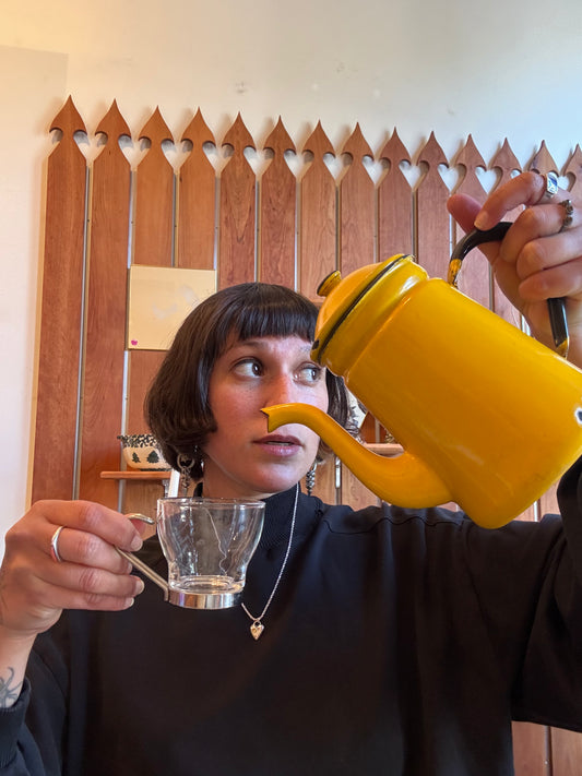 yellow enamel coffee pot