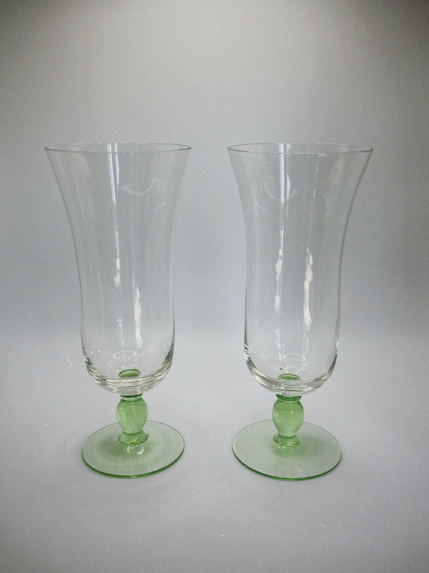 Light Green Stem Hurricane Glasses (Set of 2)