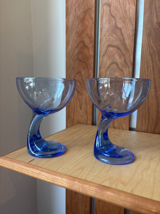 Blue Curved Stem Glasses
