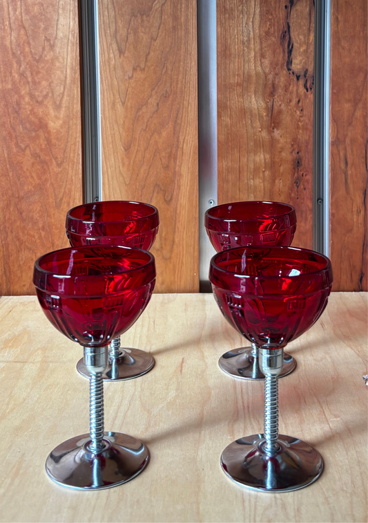 Red ScrewIn Cocktail Glasses (set of 4)
