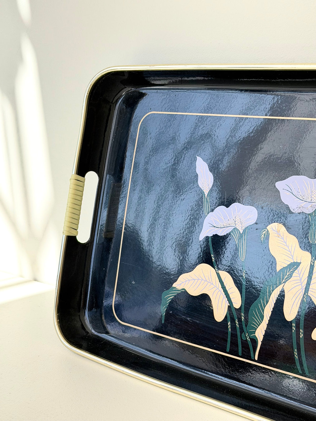 Black Floral Serving Tray