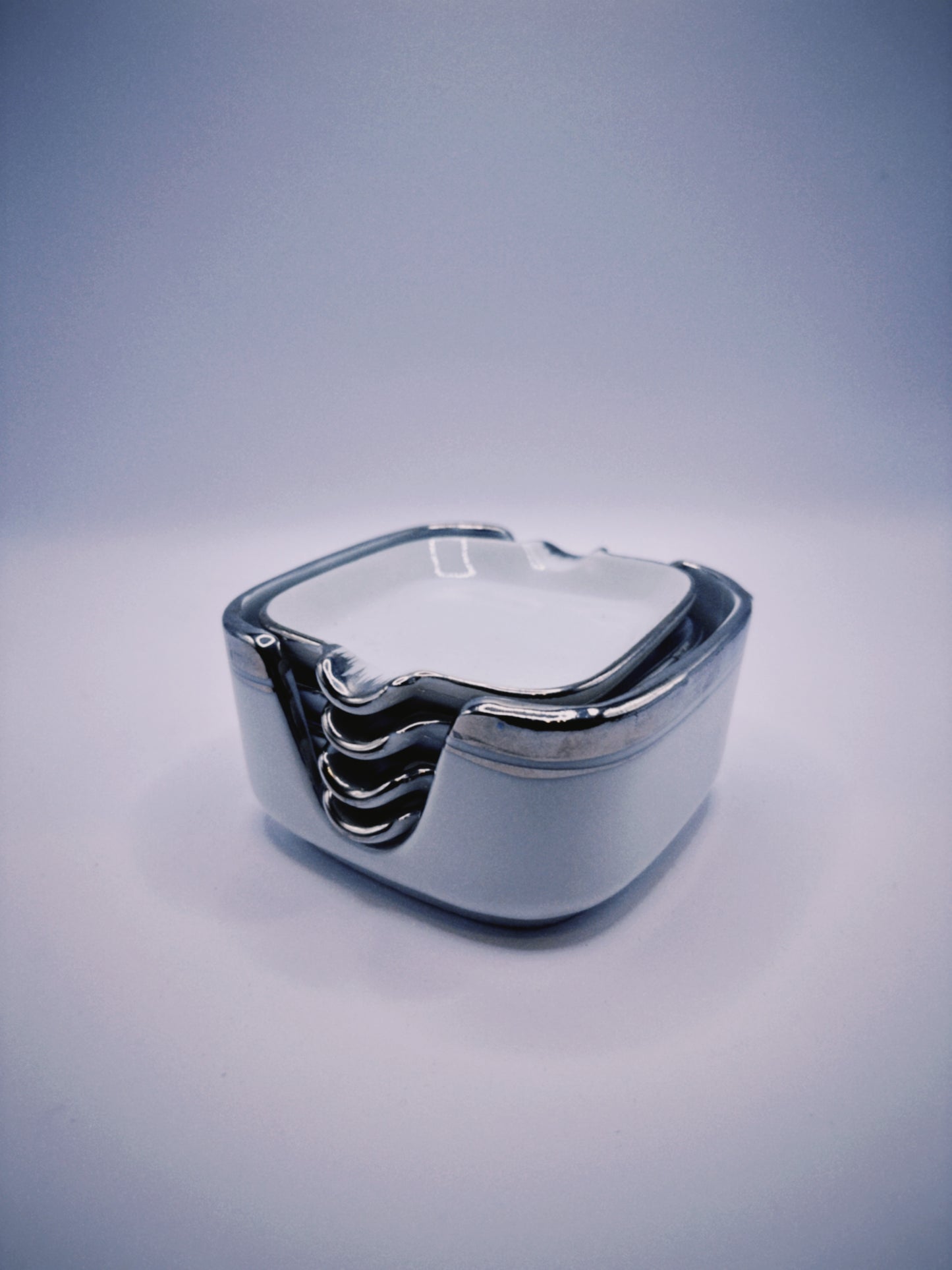 Porcelain Silver Trim Ashtray