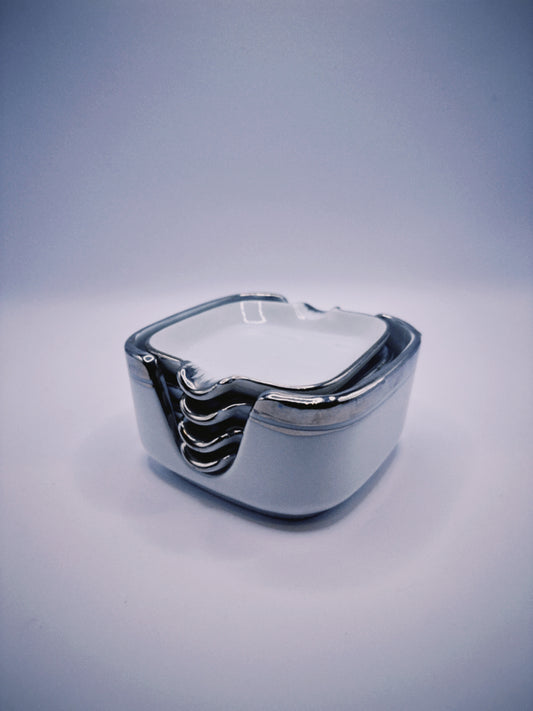 Porcelain Silver Trim Ashtray