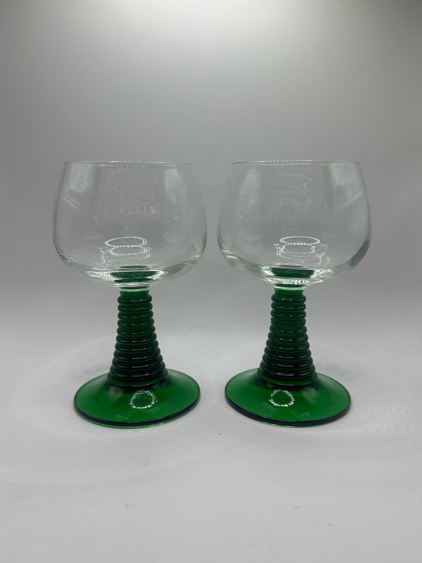 Green Beehive Stem Glasses (set of 2)