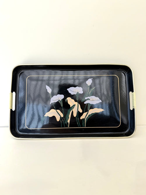 Black Floral Serving Tray
