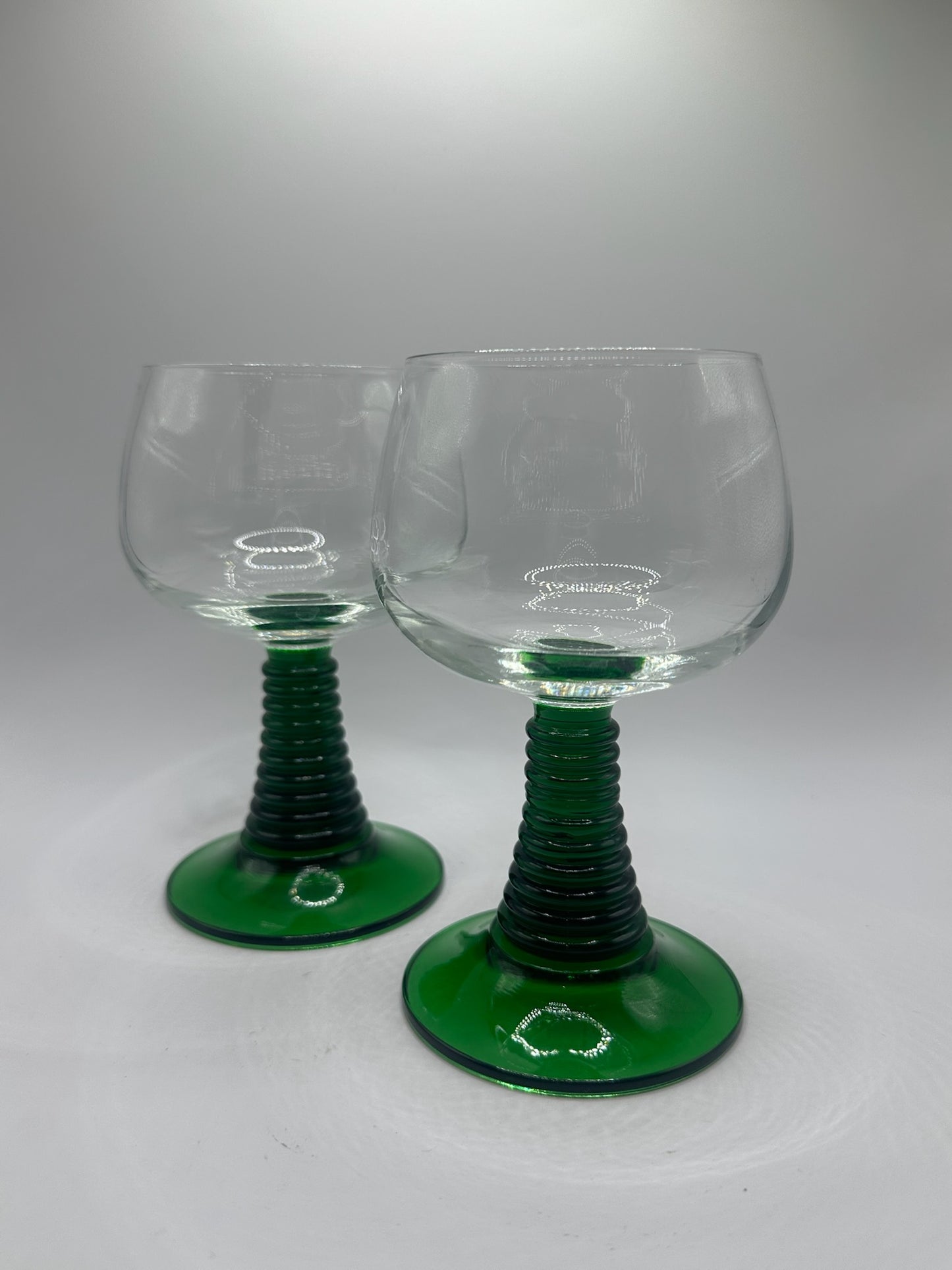Green Beehive Stem Glasses (set of 2)