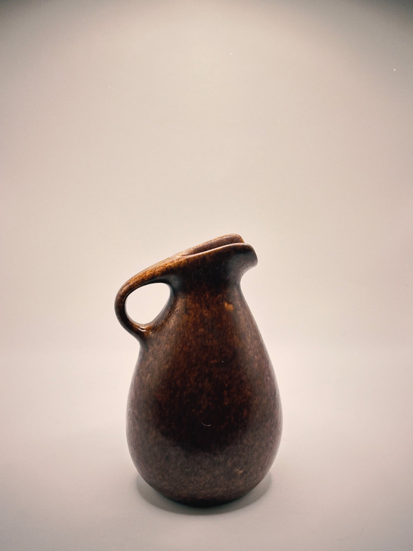 Brown Ceramic Mini Pitcher / Stem Vase