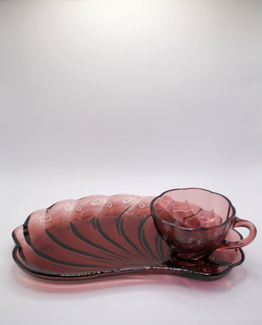 amethyst seashell snack tray w/ cup