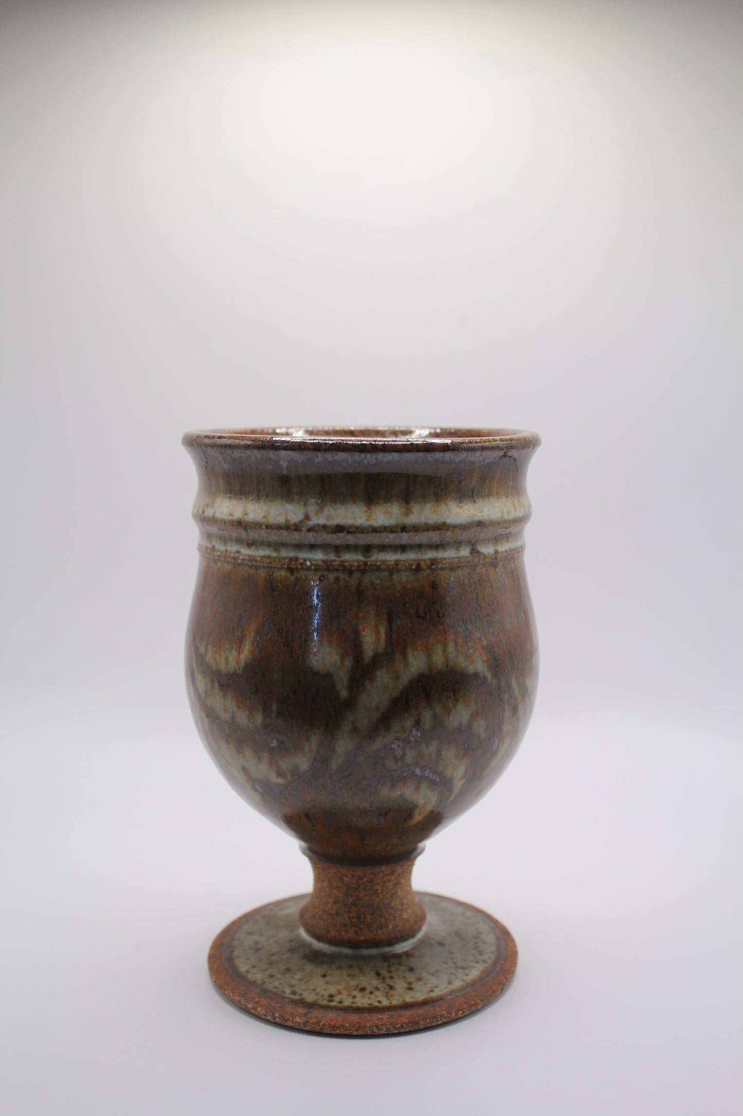 brown stoneware pottery goblet