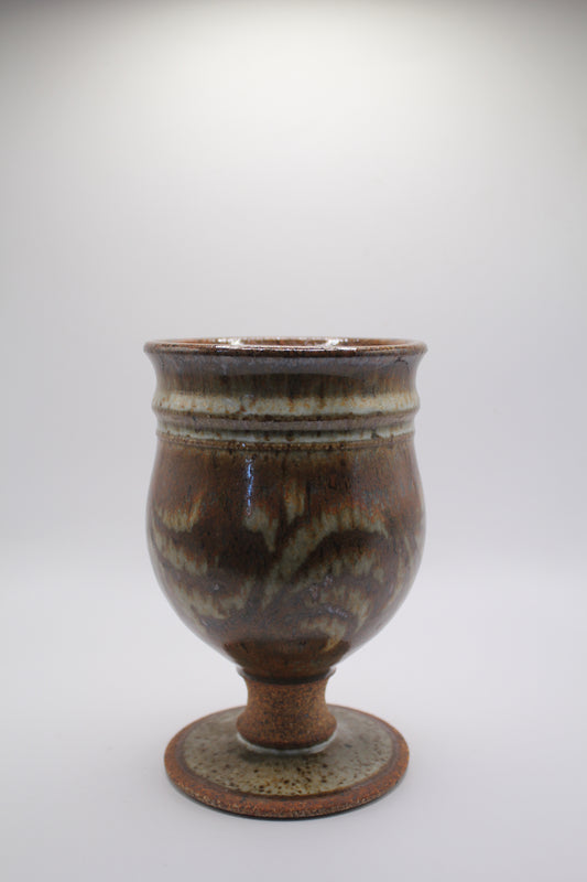 brown stoneware pottery goblet