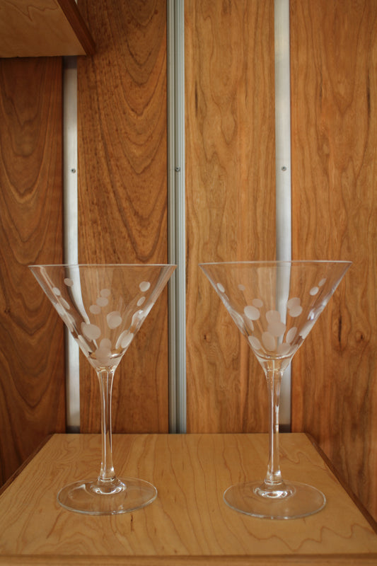 Frosted Polka Dot Martini Glasses (set of 2)