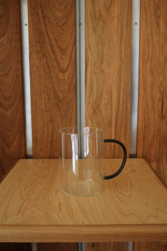 Glass Mug w/ Black Handle