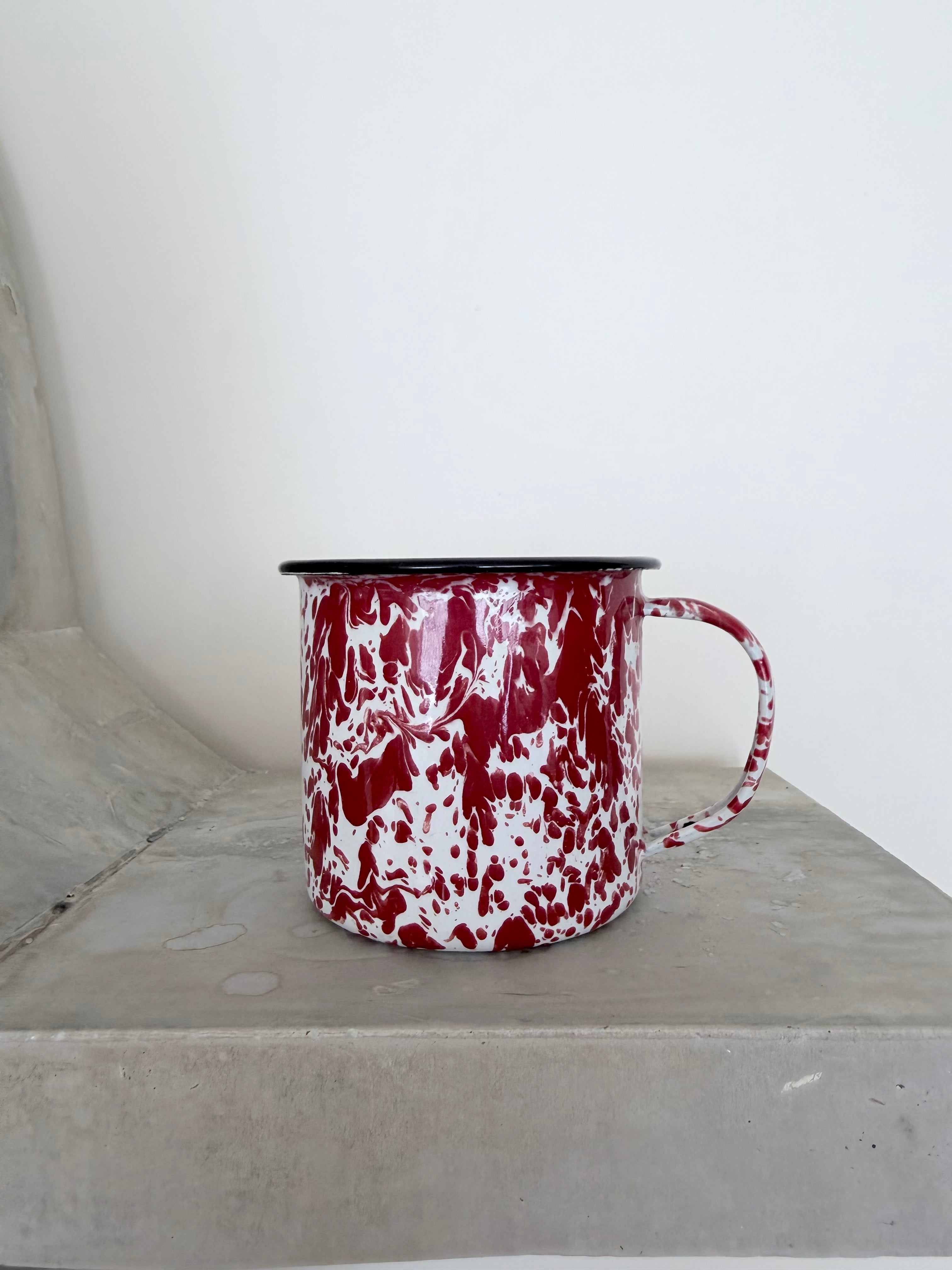 Red Splatter Enamelware Mugs (set of 4)