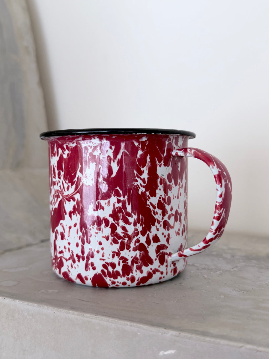 Red Splatter Enamelware Mugs (set of 4)