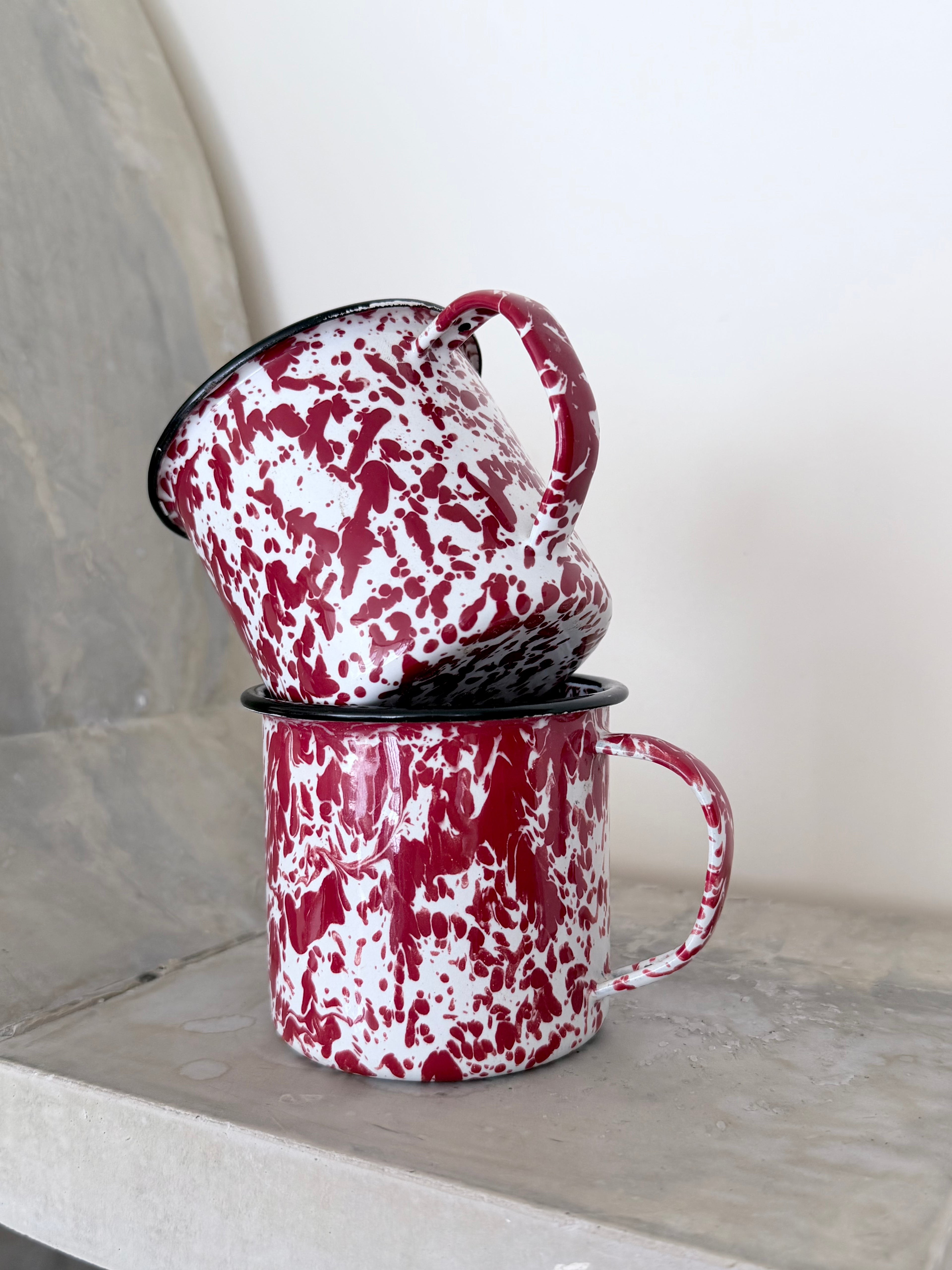 Red Splatter Enamelware Mugs (set of 4)