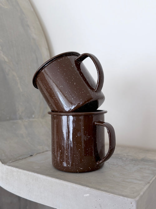 Brown Enamelware Mugs (Set of 4)
