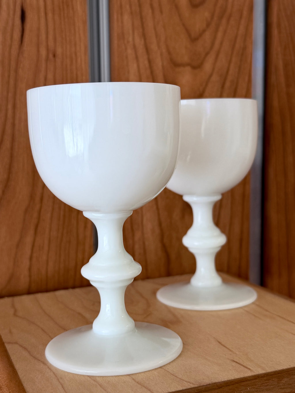 Milk Glass Wine Glasses (Set of 2)
