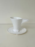 White & Gold Mug w/ Saucer Set
 (set of 2)