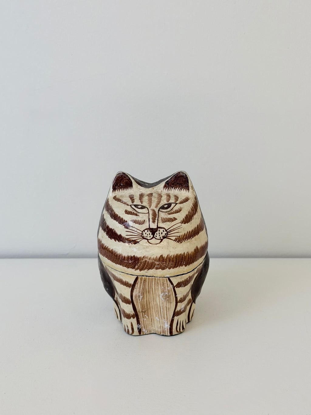 Hand-Painted Wooden Cat Trinket Box