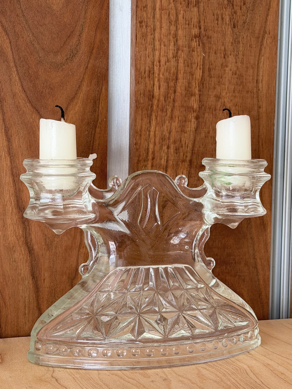 Pressed Glass Double Candleholder