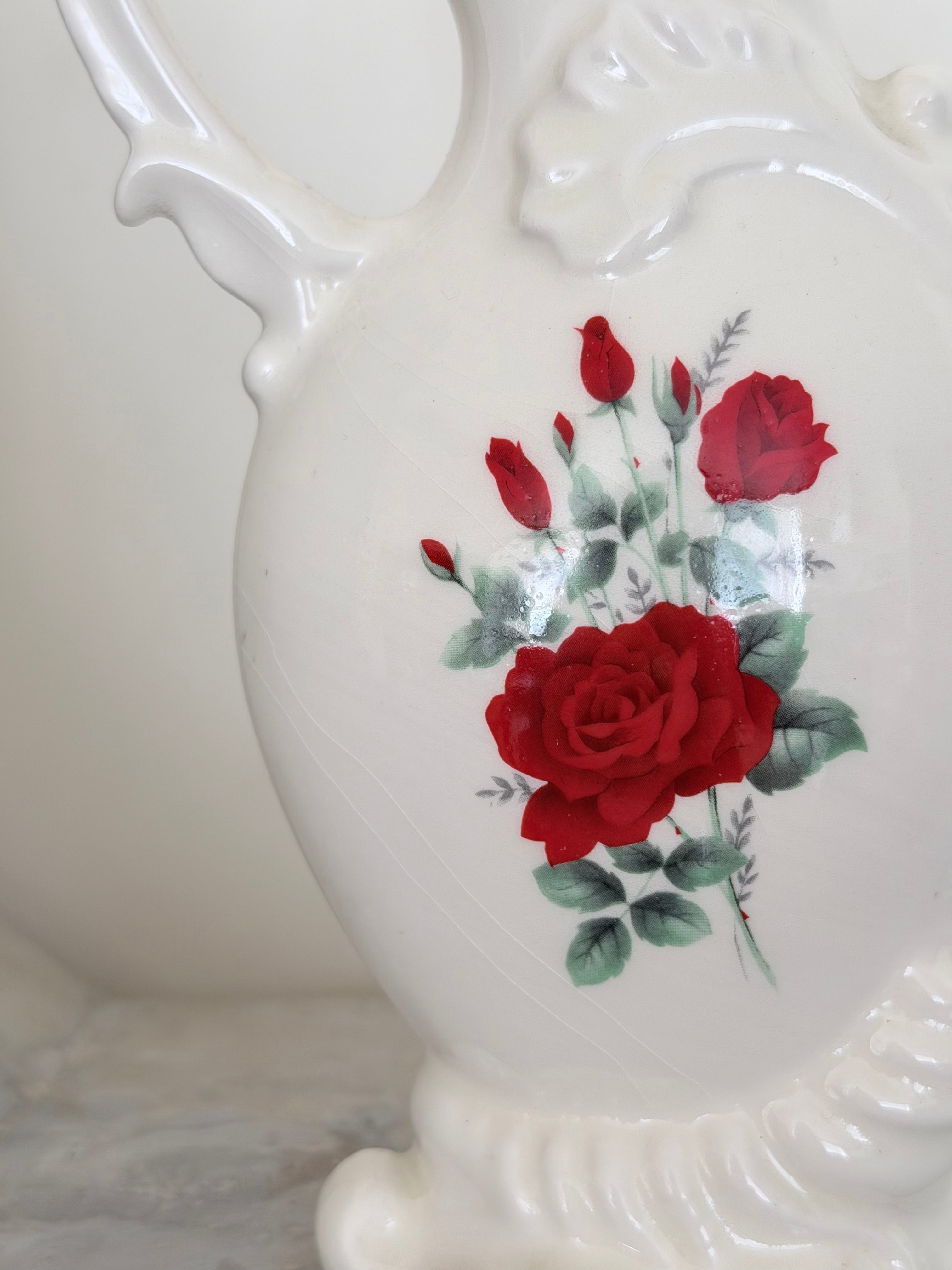 Red Rose Ceramic Pitcher