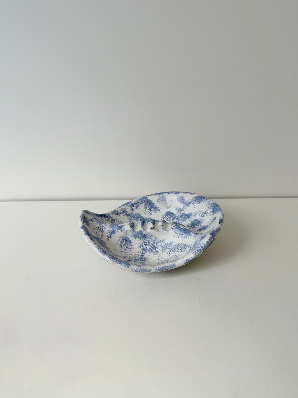 Blue and White Wavy Ceramic Ashtray