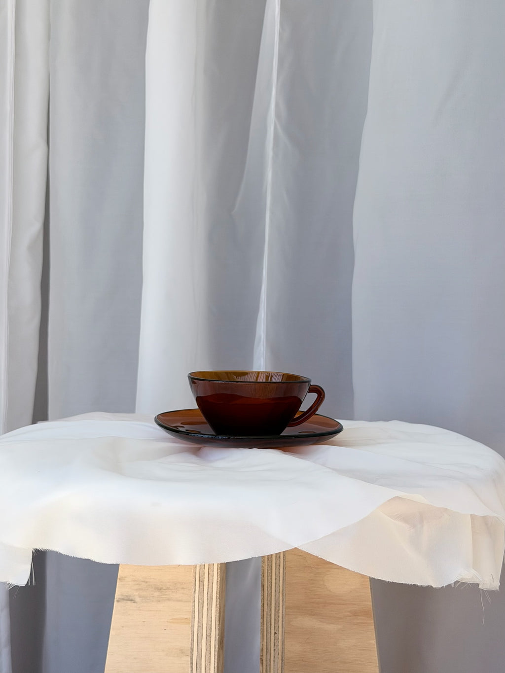 Vereco Amber Glass Teacup & Saucer (Sold Individually)