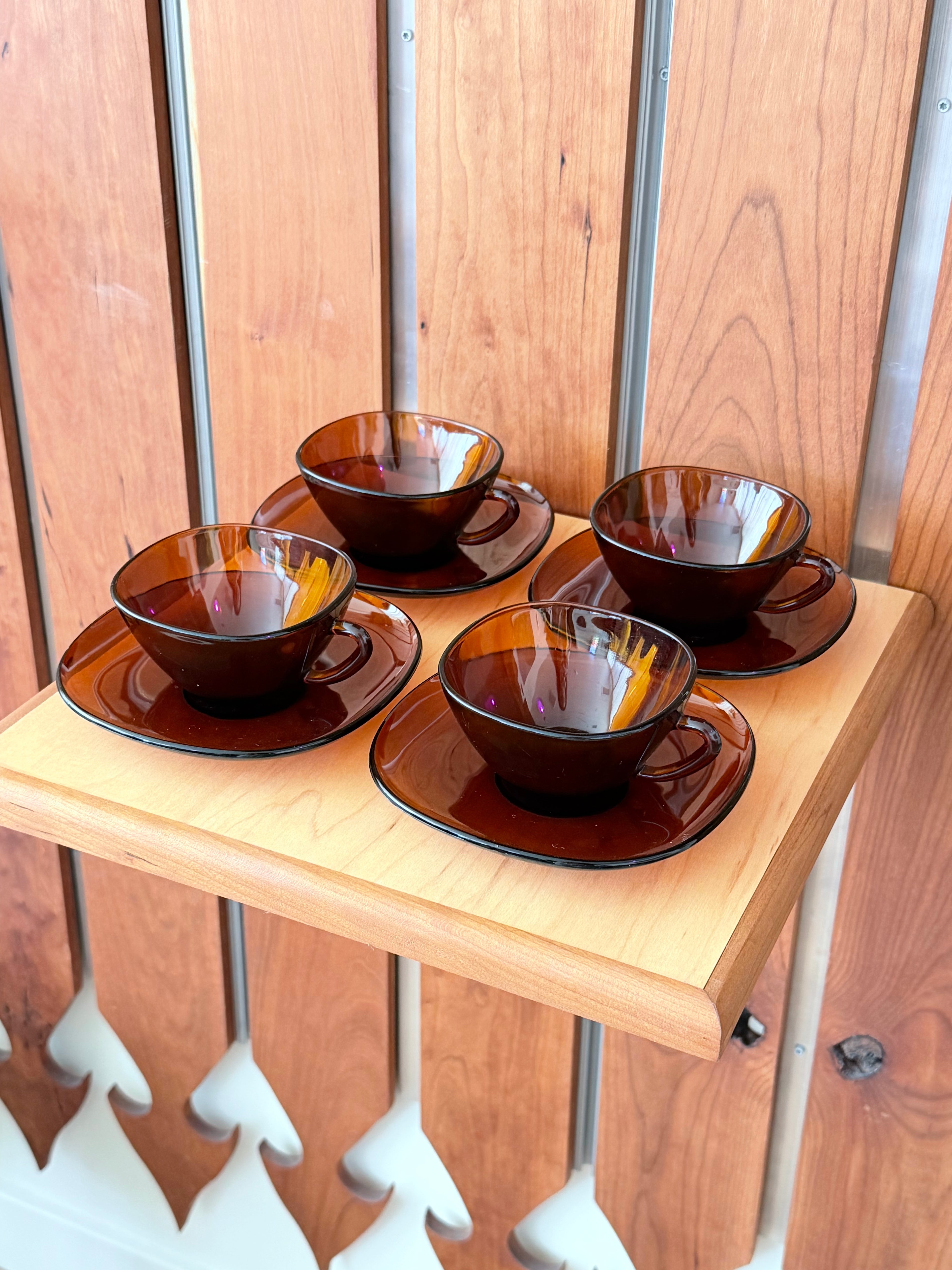 Vereco Amber Glass Teacup & Saucer (Sold Individually)