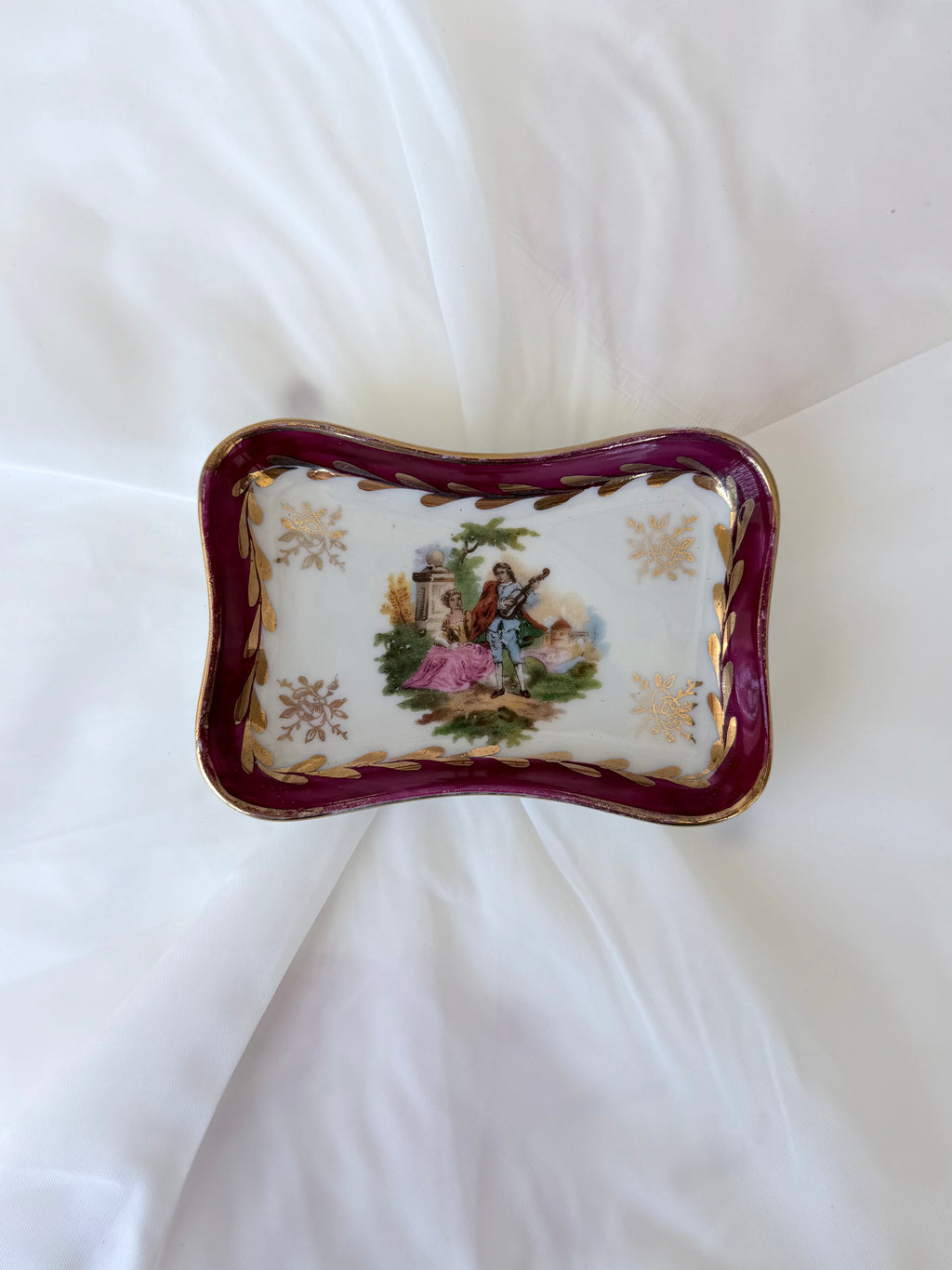Limoges Porcelain Courting Scene Trinket Tray