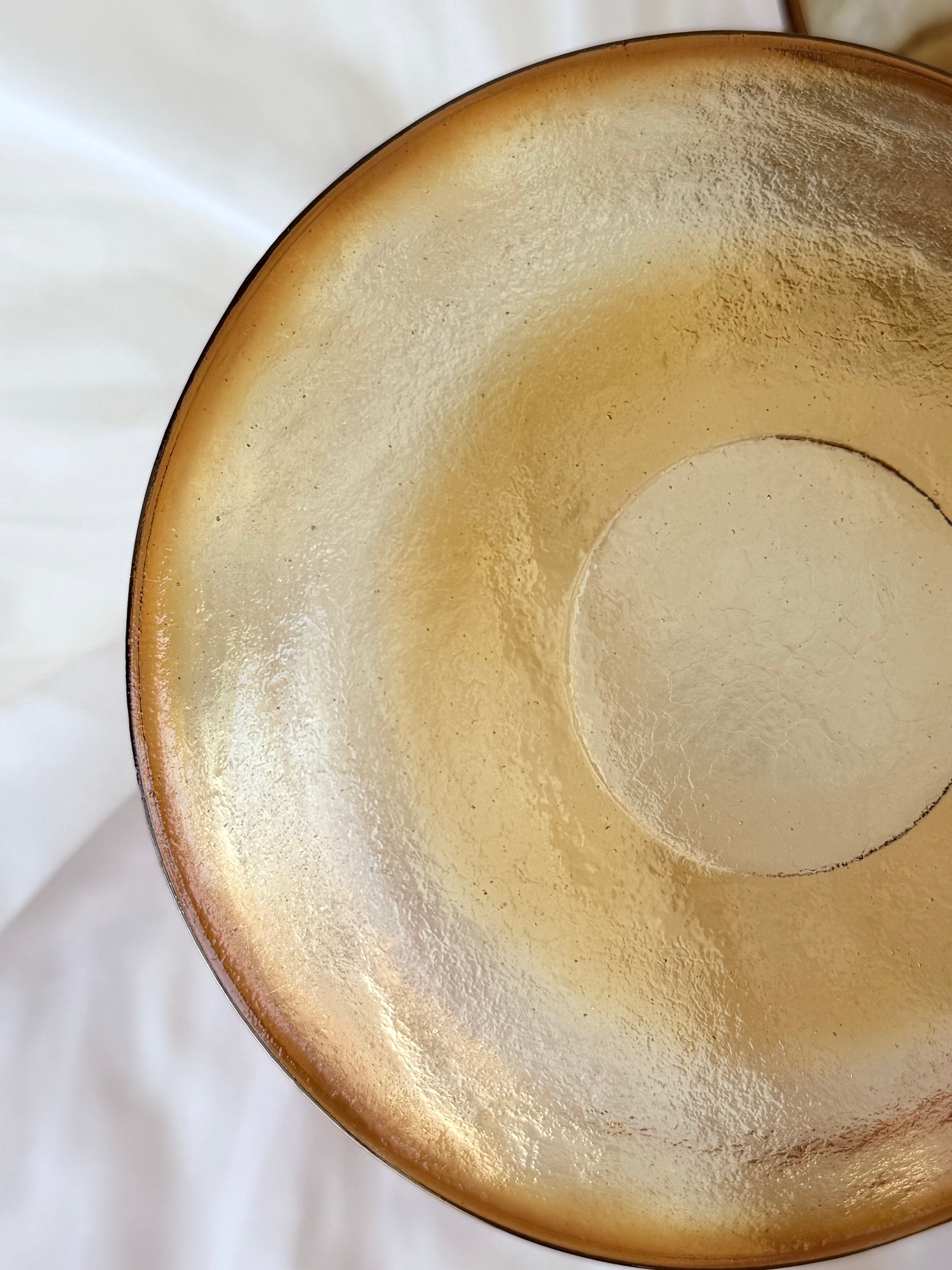 Light Textured Amber Glass Cup and Saucer