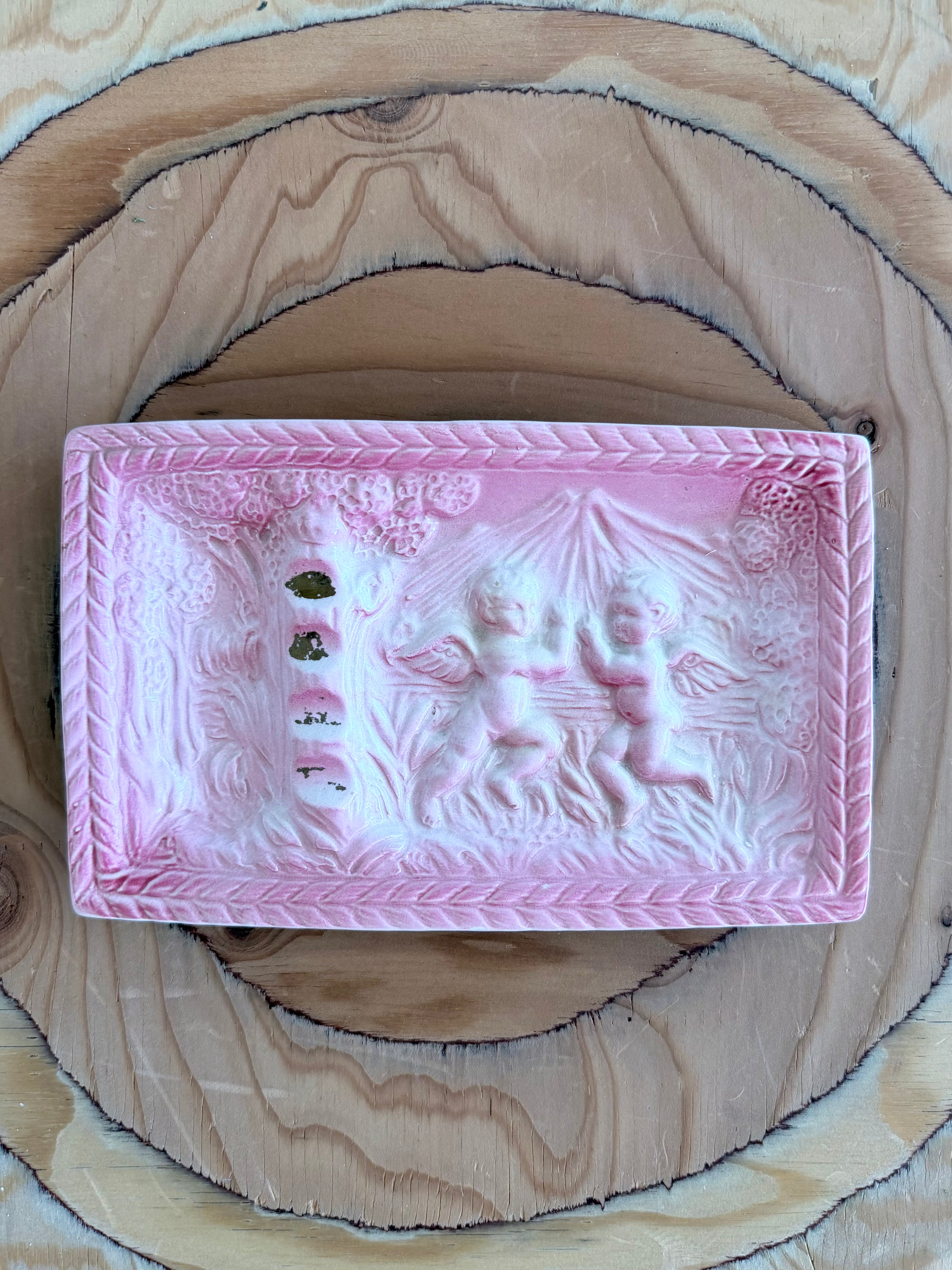 Pink Cherub Ceramic Ashtray