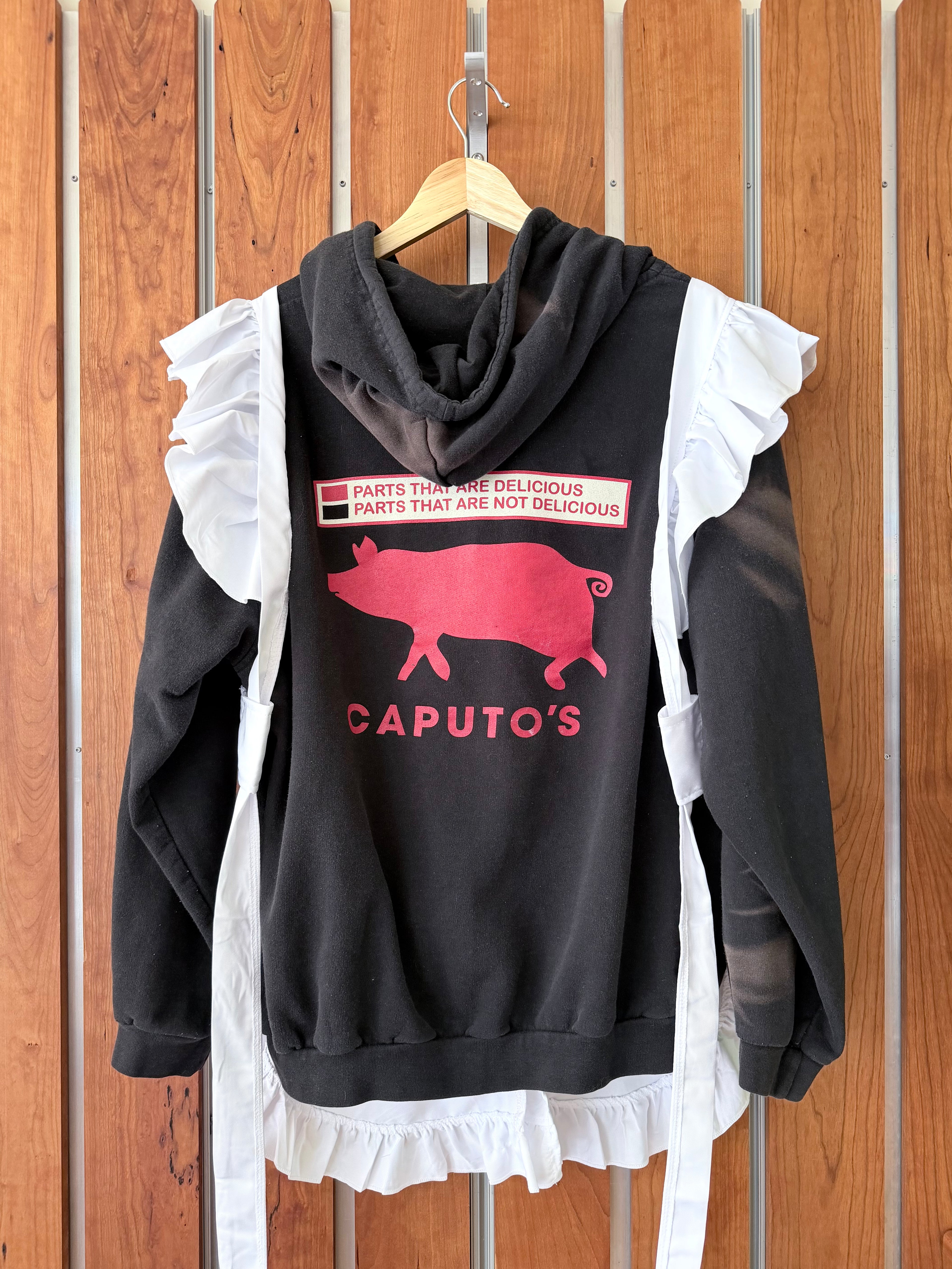 Chez Désolé Hoodie Apron (Black, Medium)