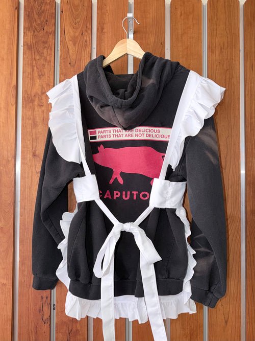 Chez Désolé Hoodie Apron (Black, Medium)