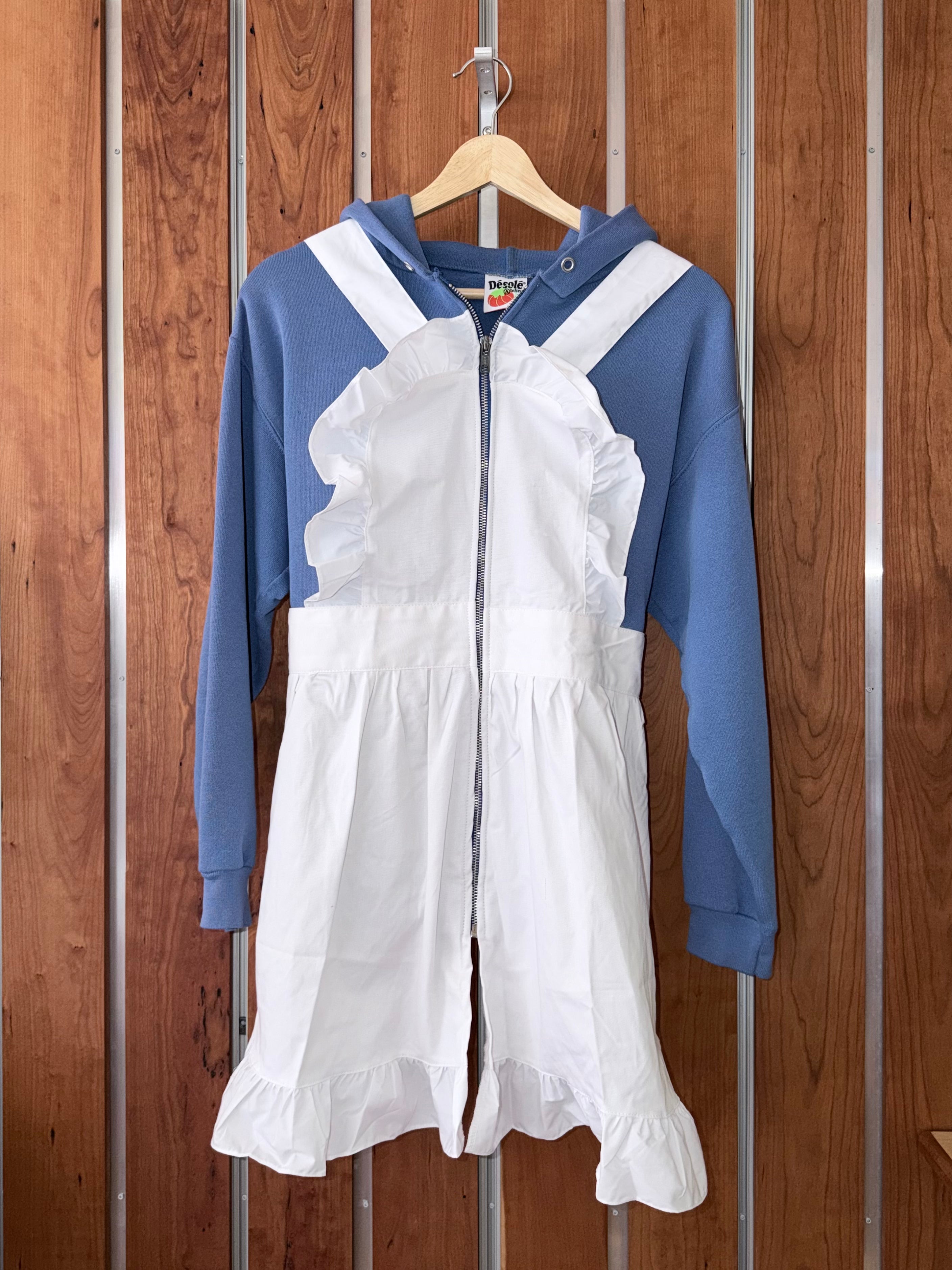 Chez Désolé Hoodie Apron (Blue, Small)