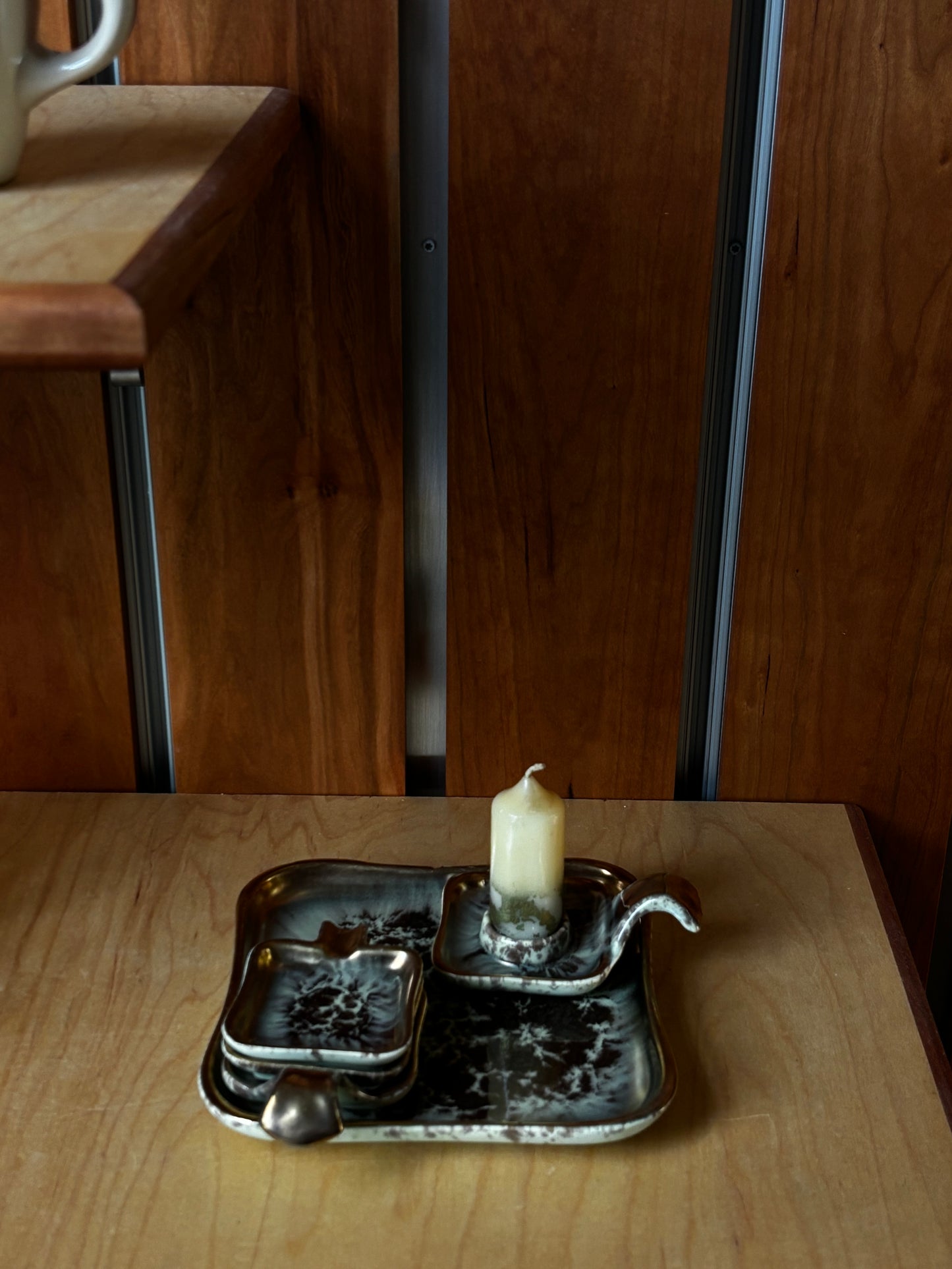 Midcentury Ashtray & Candle Stick Set