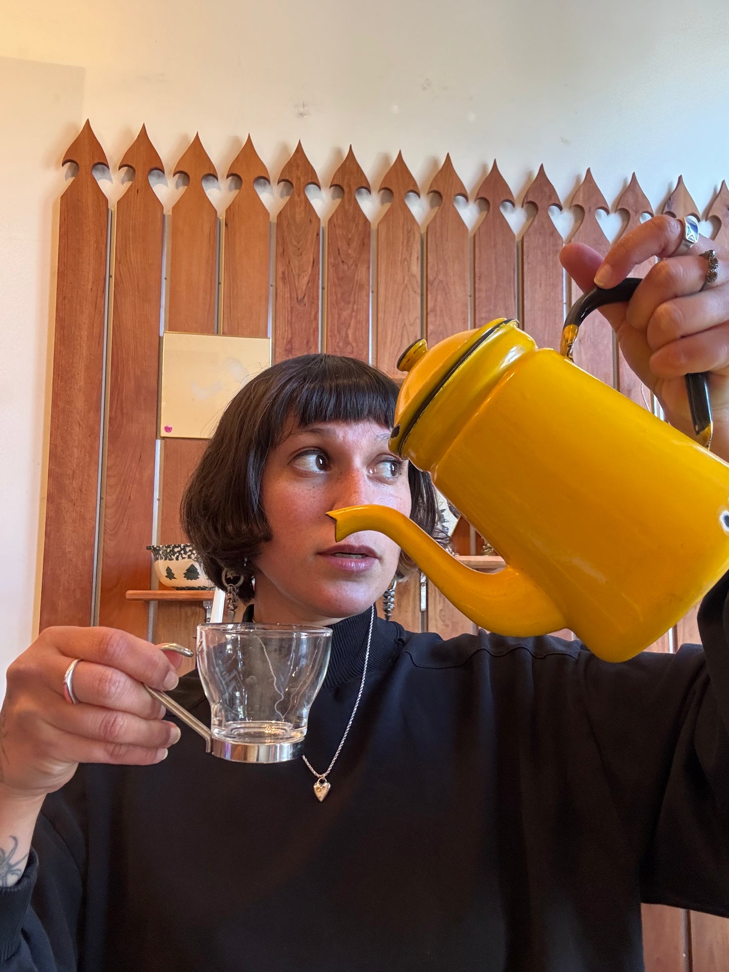 yellow enamel coffee pot