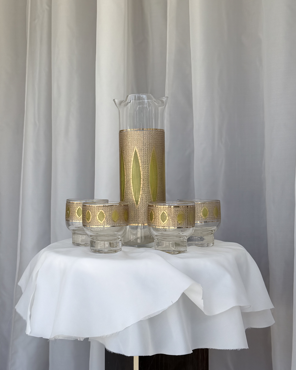 Colony Gold and Green Glass Pitcher Set (Set of 5)