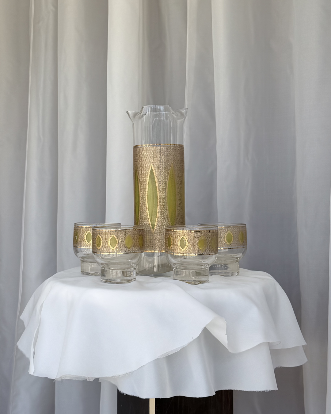 Colony Gold and Green Glass Pitcher Set (Set of 5)