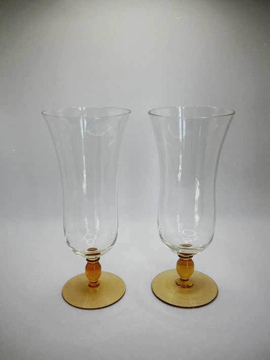 Yellow Stem Hurricane Glasses (Set of 2)