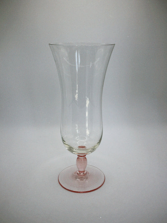 Pink Stem Hurricane Glass