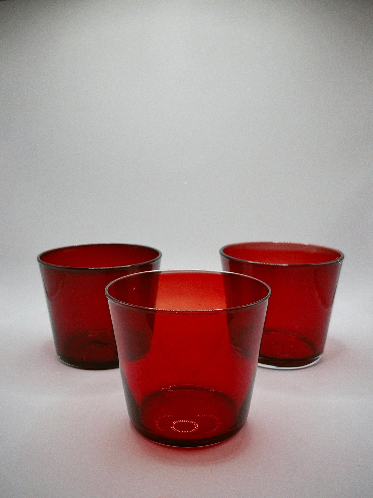 Red Glass Cups (set of 3)