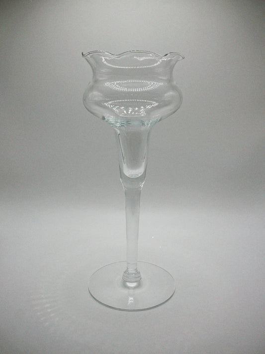 Hand Blown Scalloped Candlestick Holder